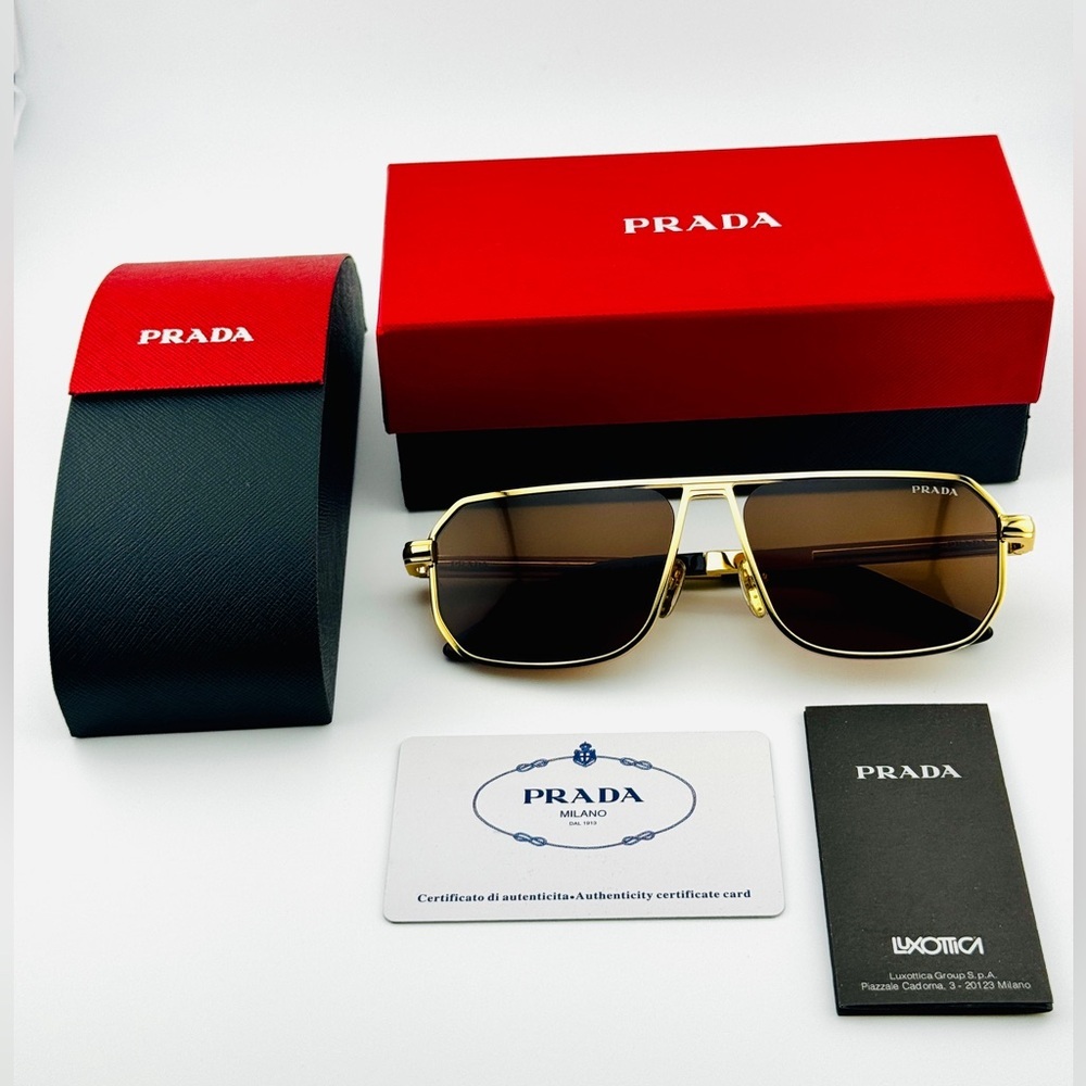 Prada Gold and Brown Sunglasses - Picture 15 of 15